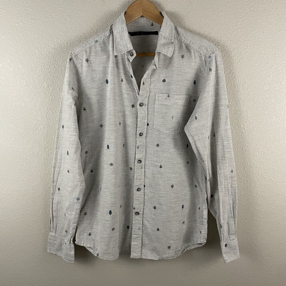 Stoic Mens M Long Sleeve Button Up Tree Print Shirt